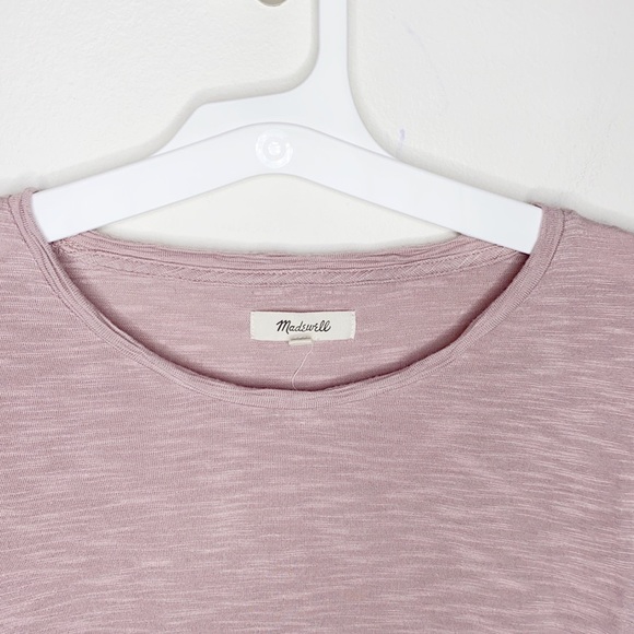 Madewell anthem forward seam long sleeve t-shirt in ash stone pink size S - Picture 4 of 9